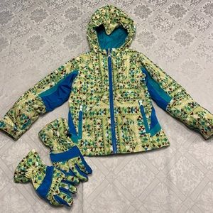 LandsEnd girls jacket and glove set